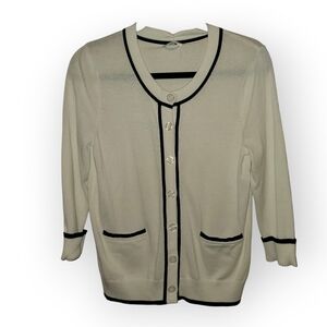 White Sweater with Black Trim